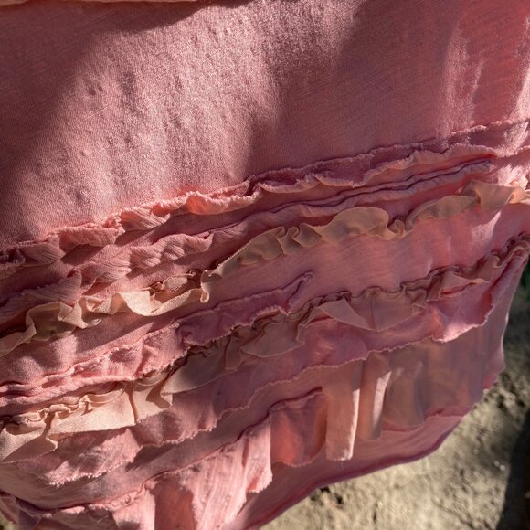 Women's J Crew Sleeveless Dusty Rose Blouse with Ruffles Size Medium - Picture 5 of 7
